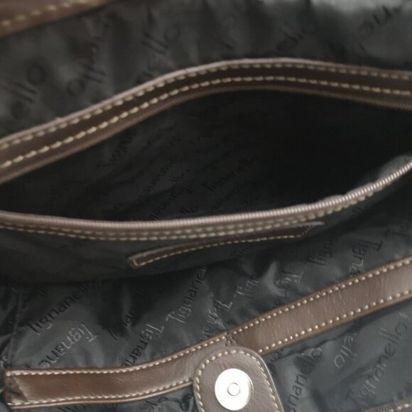 Tignanello Ladies Black & Brown Pebble Finish Faux Leather Handbag - Picture 6 of 9